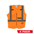 Orange Class 2 High Visibility Safety Vest with 10 Pockets 4-Pack H5357