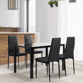 5 Pieces Tempered Glass Dining Table Set with 4 Faux Leather Chairs Black Y641534
