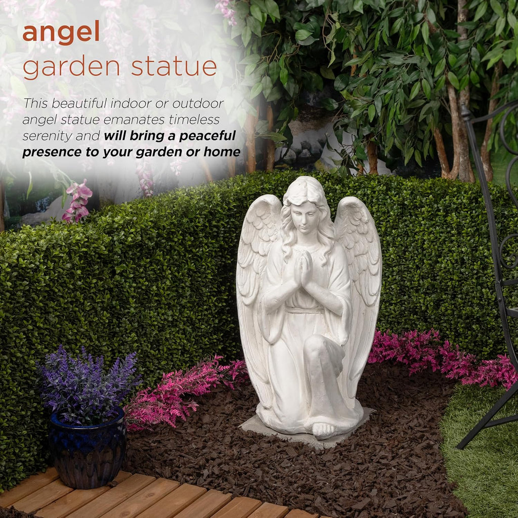 White Kneeling Praying Angel Statue Q36086