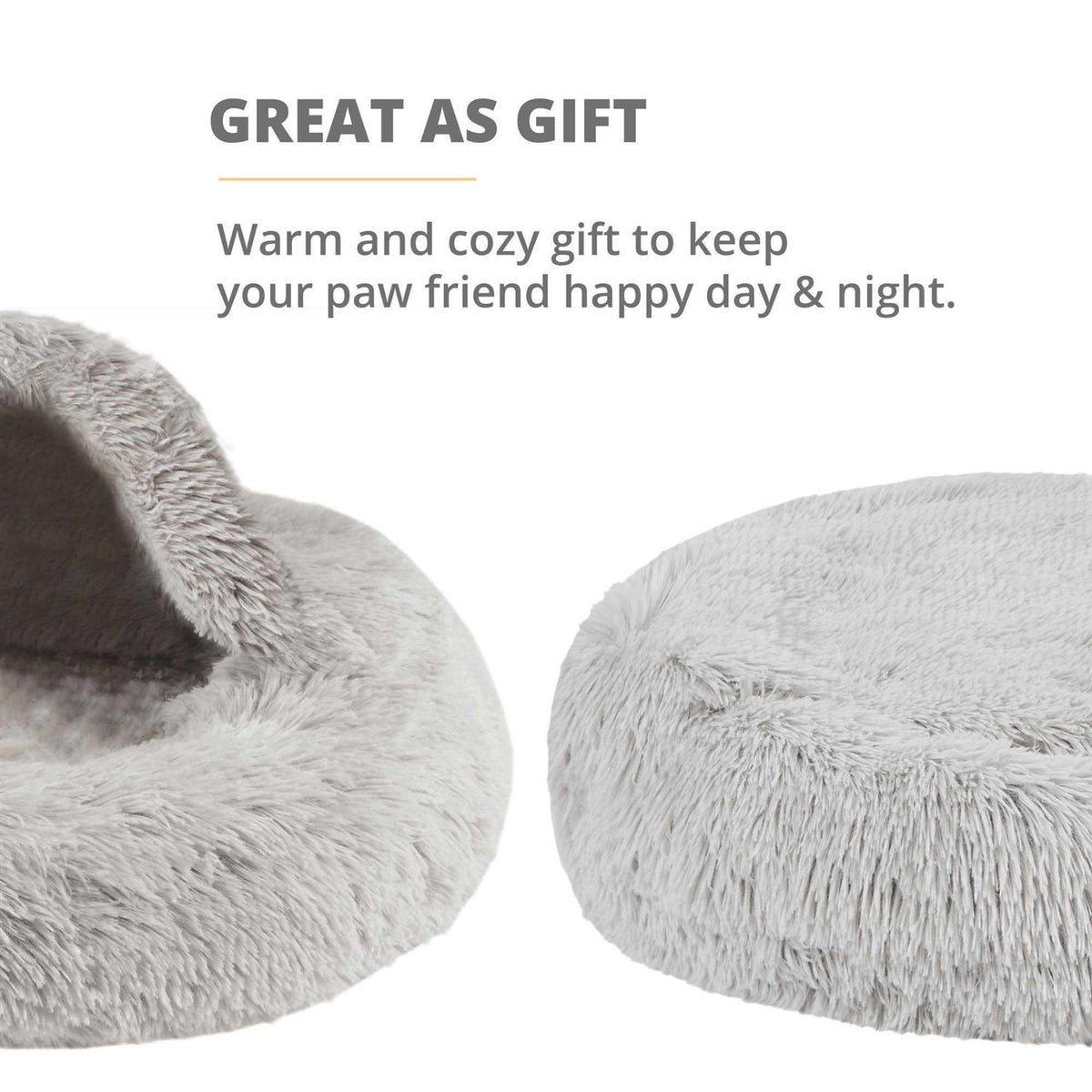 Soft Faux Fur Cat Bed Cave Hooded Blanket Dog Couch M20131