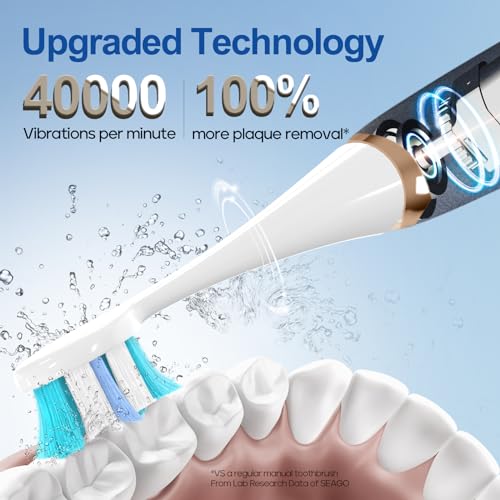 Rechargeable Electric Toothbrush with 8 Brush Heads, 5 Modes, Pressure Sensor E896603