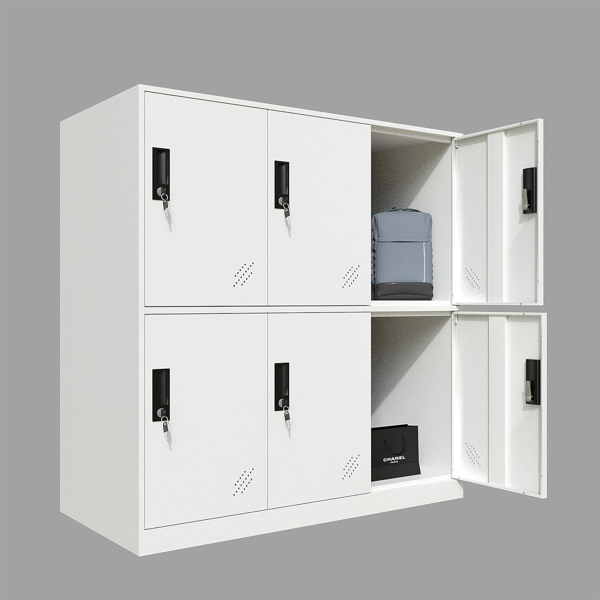 White Metal Storage Cabinet with 9 Doors G73917