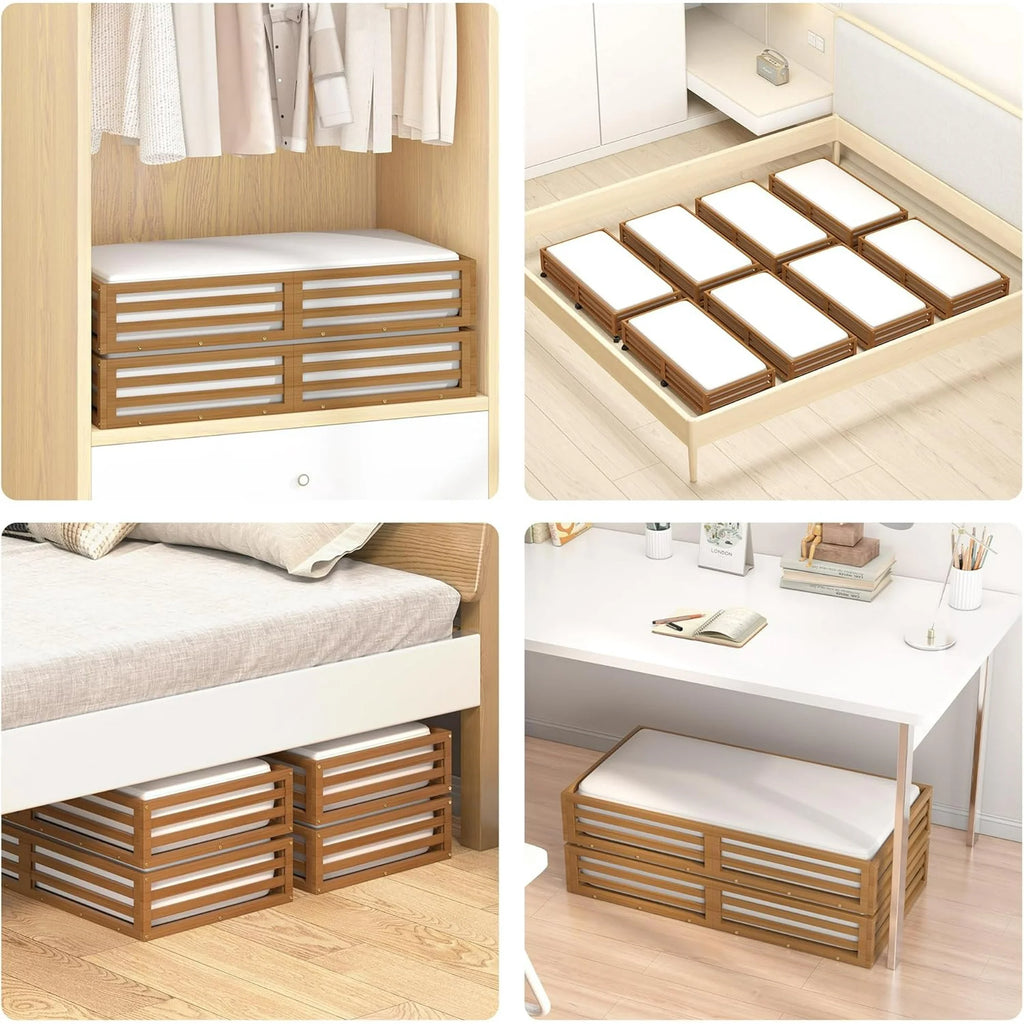 Bamboo Under Bed Storage Containers with Wheels 2 Packs H42475