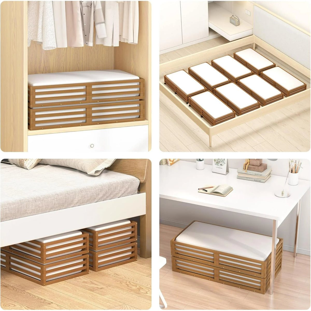 Bamboo Under Bed Storage Containers with Wheels 2 Packs H42475