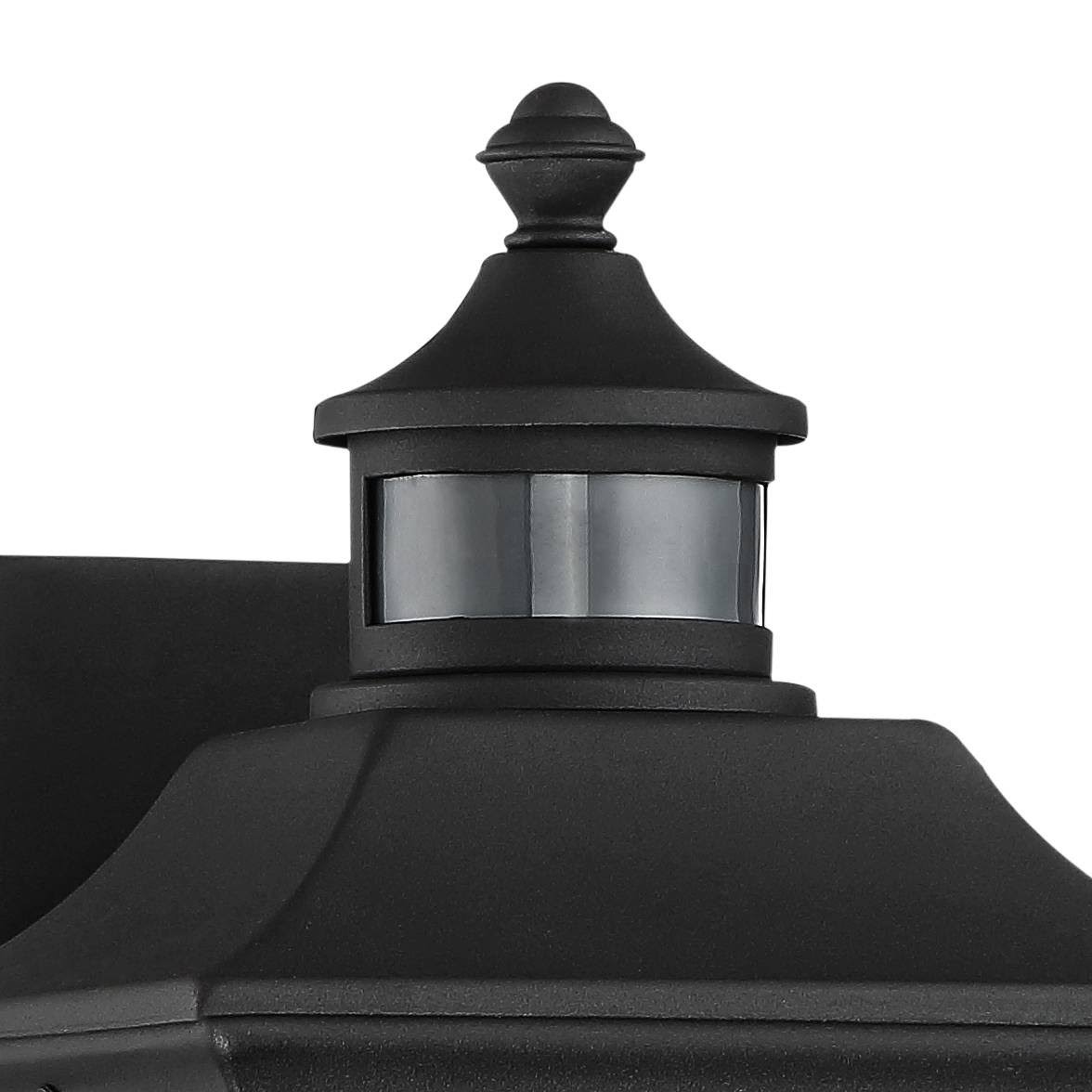 Black 12 inch Clear Seedy Glass Motion Sensor Outdoor Wall Light K22573