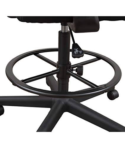 Black Sit to Stand Drafting Stool Chair with Adjustable Footrest and Armrests Y36373