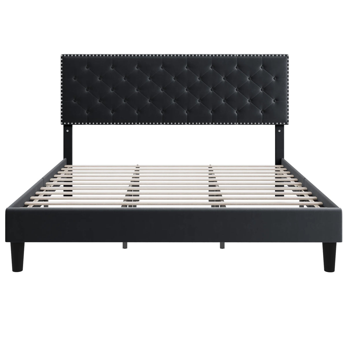 King Size Upholstered Platform Bed with Adjustable Headboard K354019