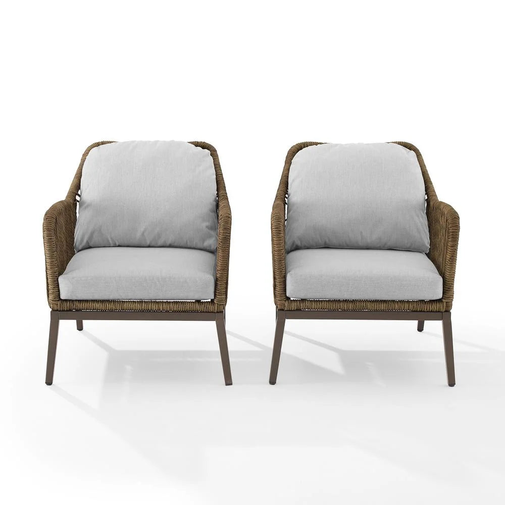 Gray Brown Wicker Outdoor Armchair Set S5055