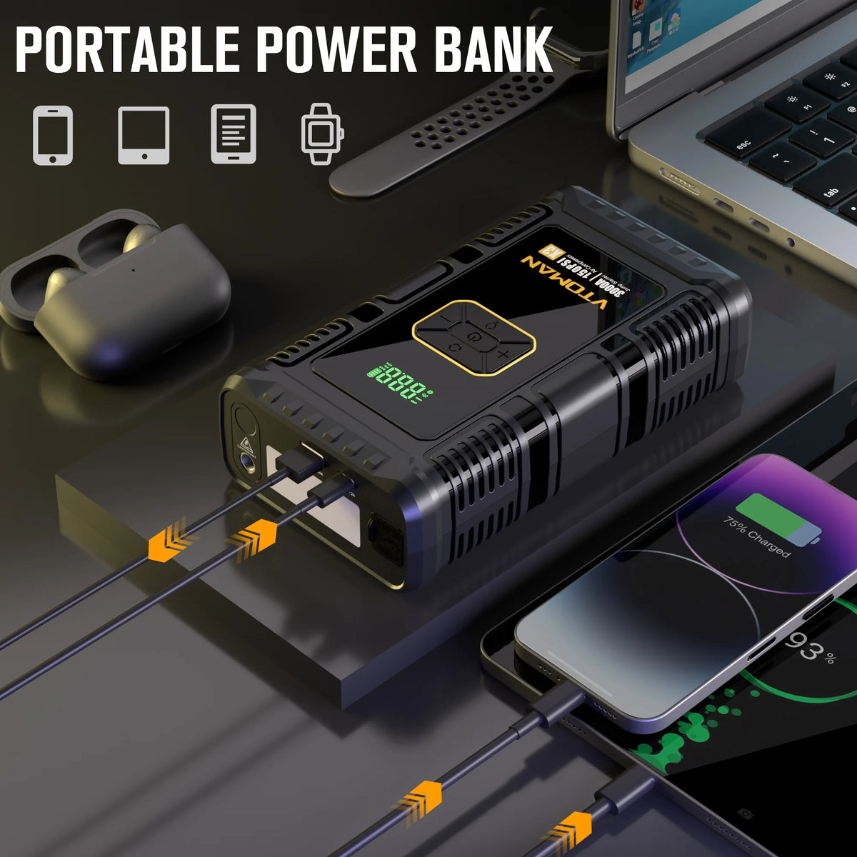 Portable Car Jump Starter with Air Compressor and 150PSI Tire Inflator V335