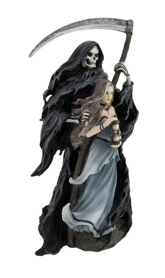 Blue Gown Hooded Grim Reaper and Witch Figure G16060
