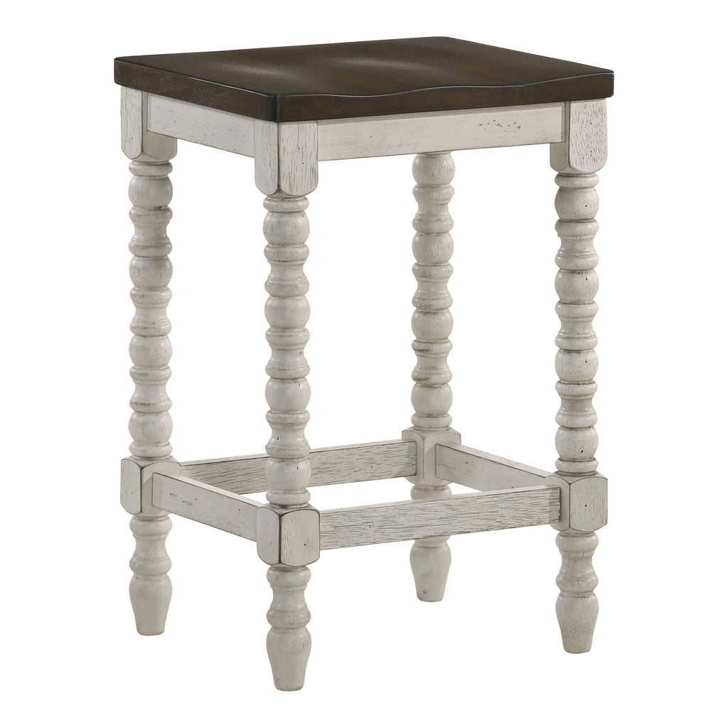 Dark Walnut and Antique White Counter Height Stools Set of 2 C16678
