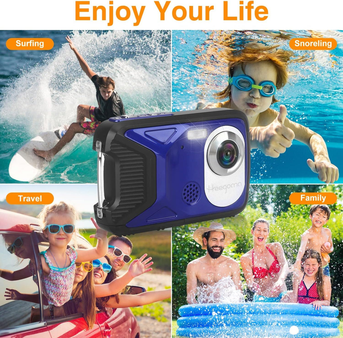 Waterproof Digital Camera 16MP HD 1080P Underwater Camera with Rechargeable Battery E50067
