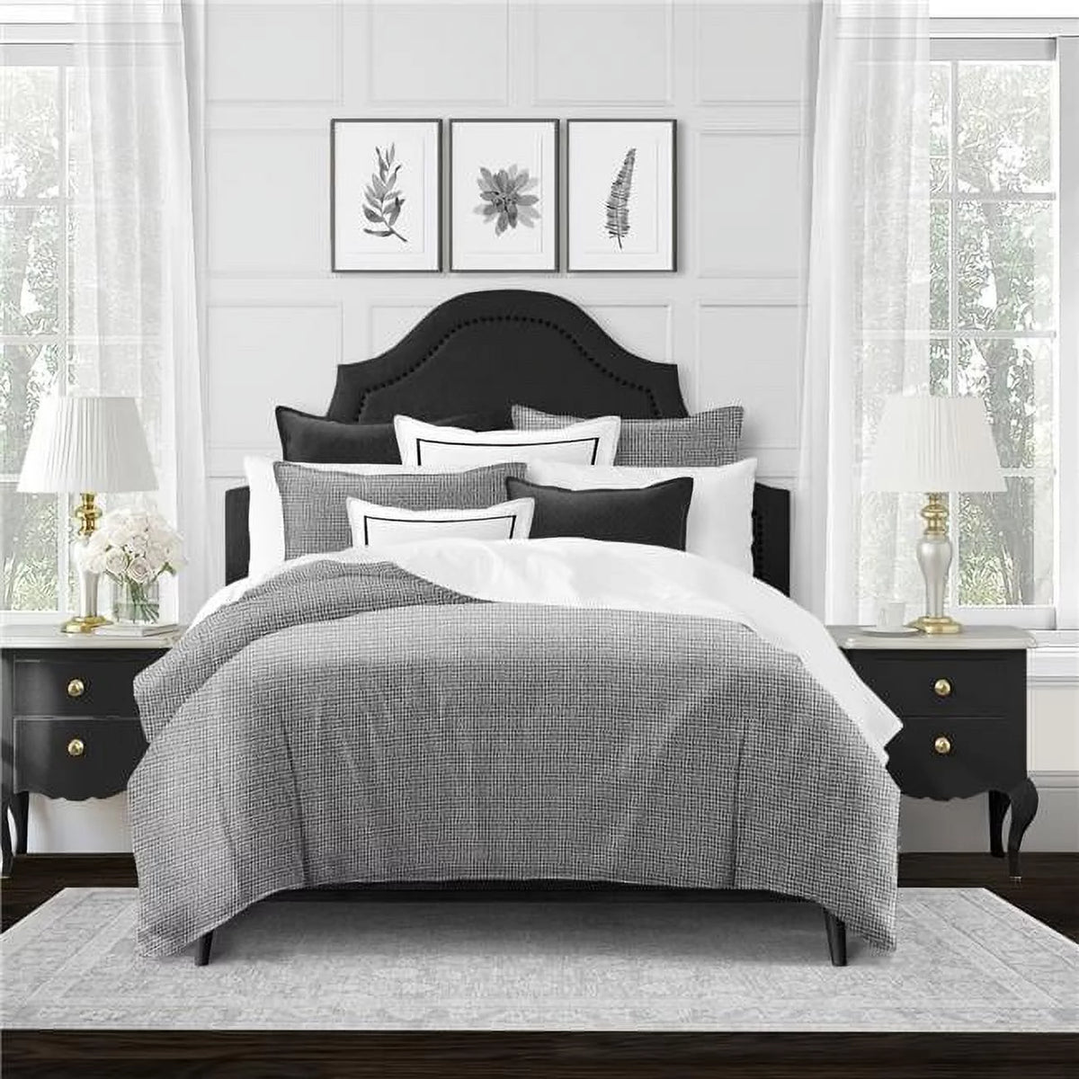 Charcoal Full & Double Size 5 Piece Duvet Cover & 2 Pillow Shams Set N474110
