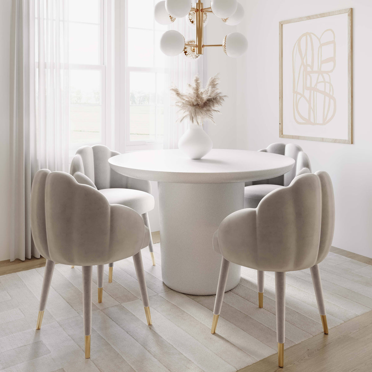 Light Grey Velvet Dining Chair H997716