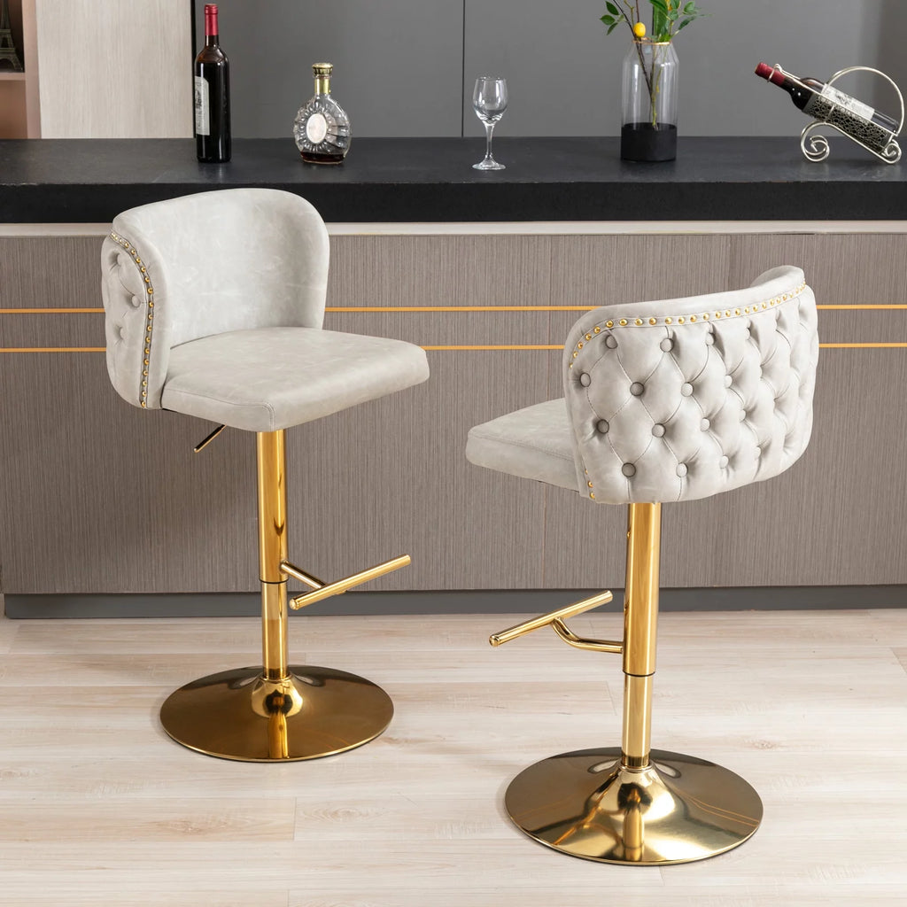 Beige Upholstered Bar Stools Set of 2 M272