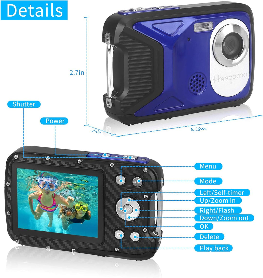 Waterproof Digital Camera 16MP HD 1080P Underwater Camera with Rechargeable Battery E50067