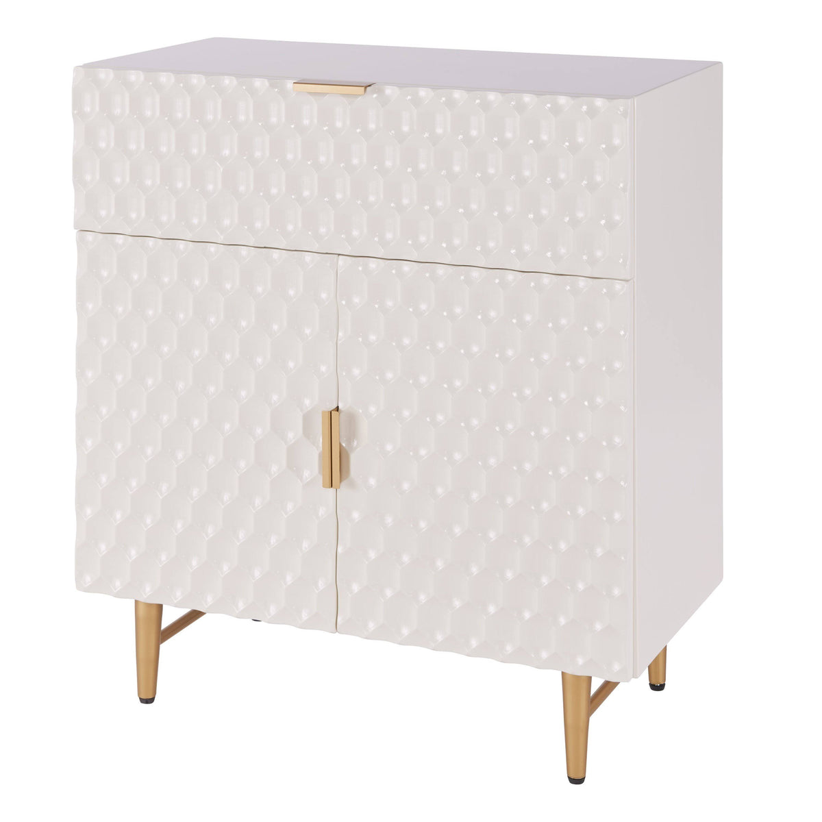 White 1-Drawer Geometric Small Cabinet X701141