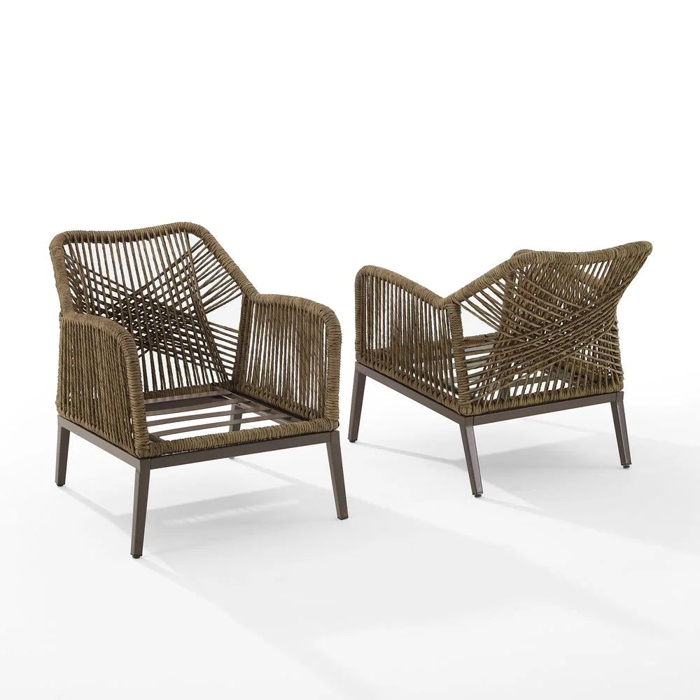 Gray Brown Wicker Outdoor Armchair Set S5055