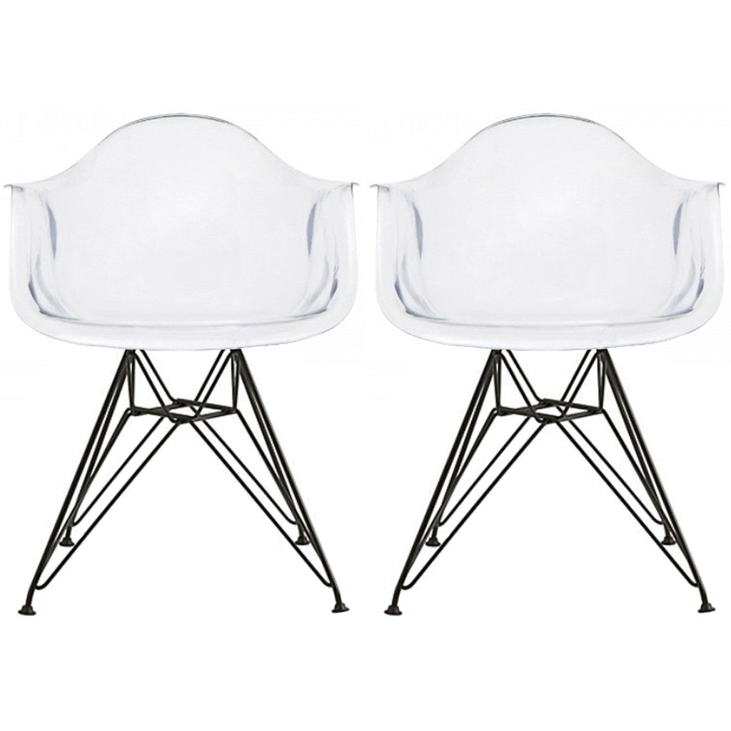 Clear Plastic Armchair with Black Wire Legs Z53920