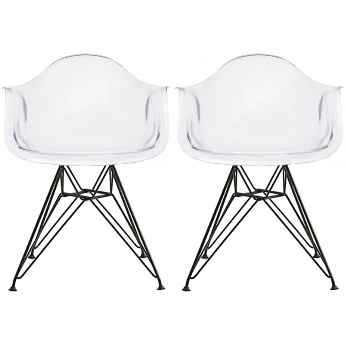 Clear Plastic Armchair with Black Wire Legs Z53920