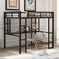 Black Loft Bed with Desk and Shelves P72297