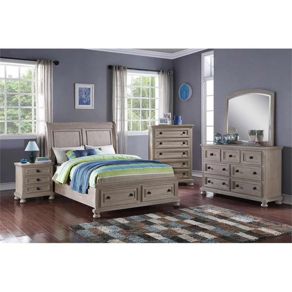 4PC Wood Twin Bedroom Set with Chest in Pewter V58347