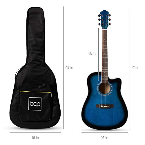 Natural Full Size Acoustic Guitar Starter Set with Case, Strap, Capo, Strings, Picks T391979