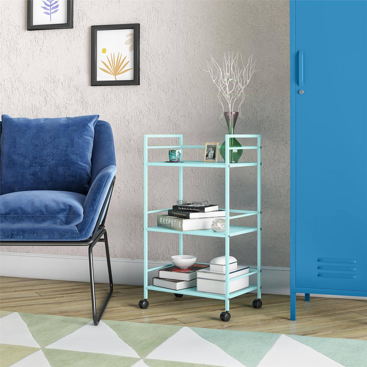 Yellow Metal Rolling Cart B2402