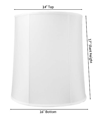 14"x16"x17" Tall Drum Lampshade with White Shantung Fabric K2884