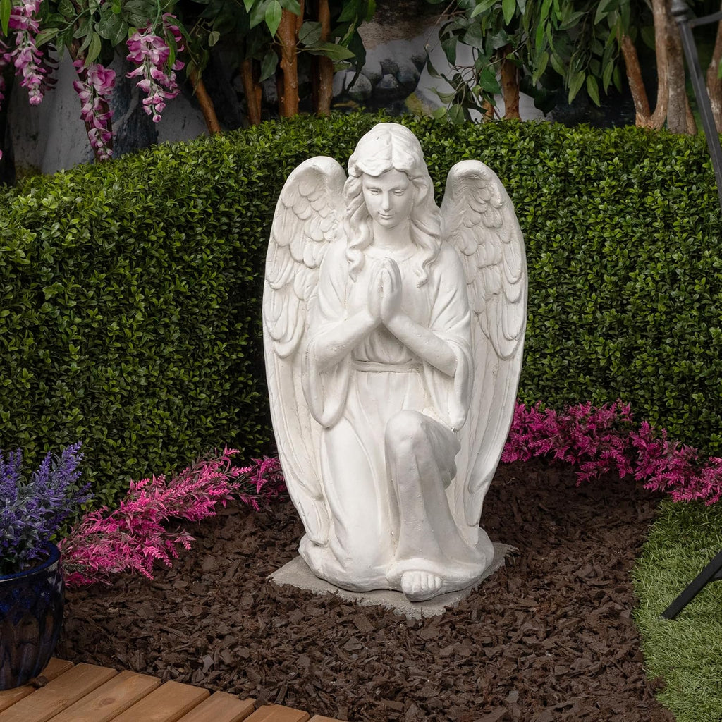 White Kneeling Praying Angel Statue Q36086