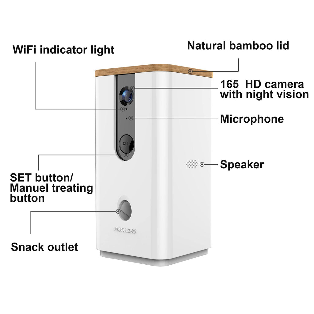 White Pet Treat Dispenser with Camera T2572