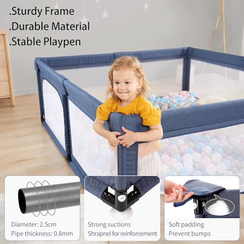 Black 79”x59” Baby Playpen with Door and Mesh M105