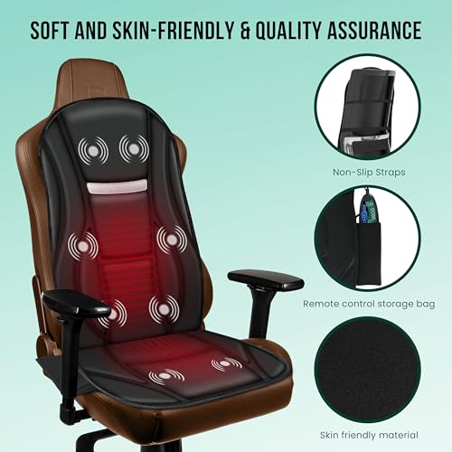 Vibration Back Massager with Heat, Seat Massager with 8 Vibrating Motors & 5 Modes, Chair Massager Cushion K655953