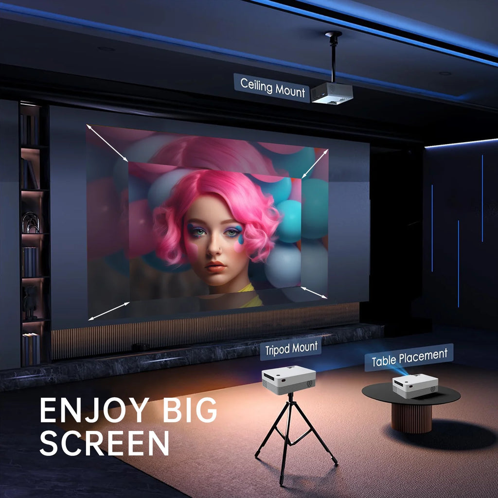 5G WIFI Bluetooth Mini Projector with Native 1080p Support 4k resolution O774705