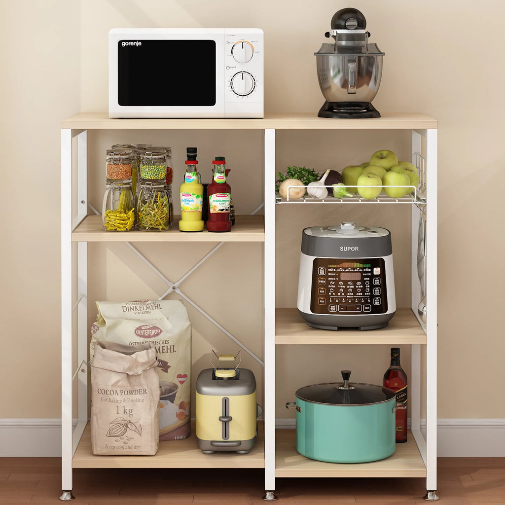 White Oak Bakers Rack with Basket T9125