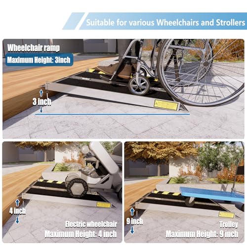 Non-Slip Folding Aluminum Wheelchair Ramp 3FT M7497