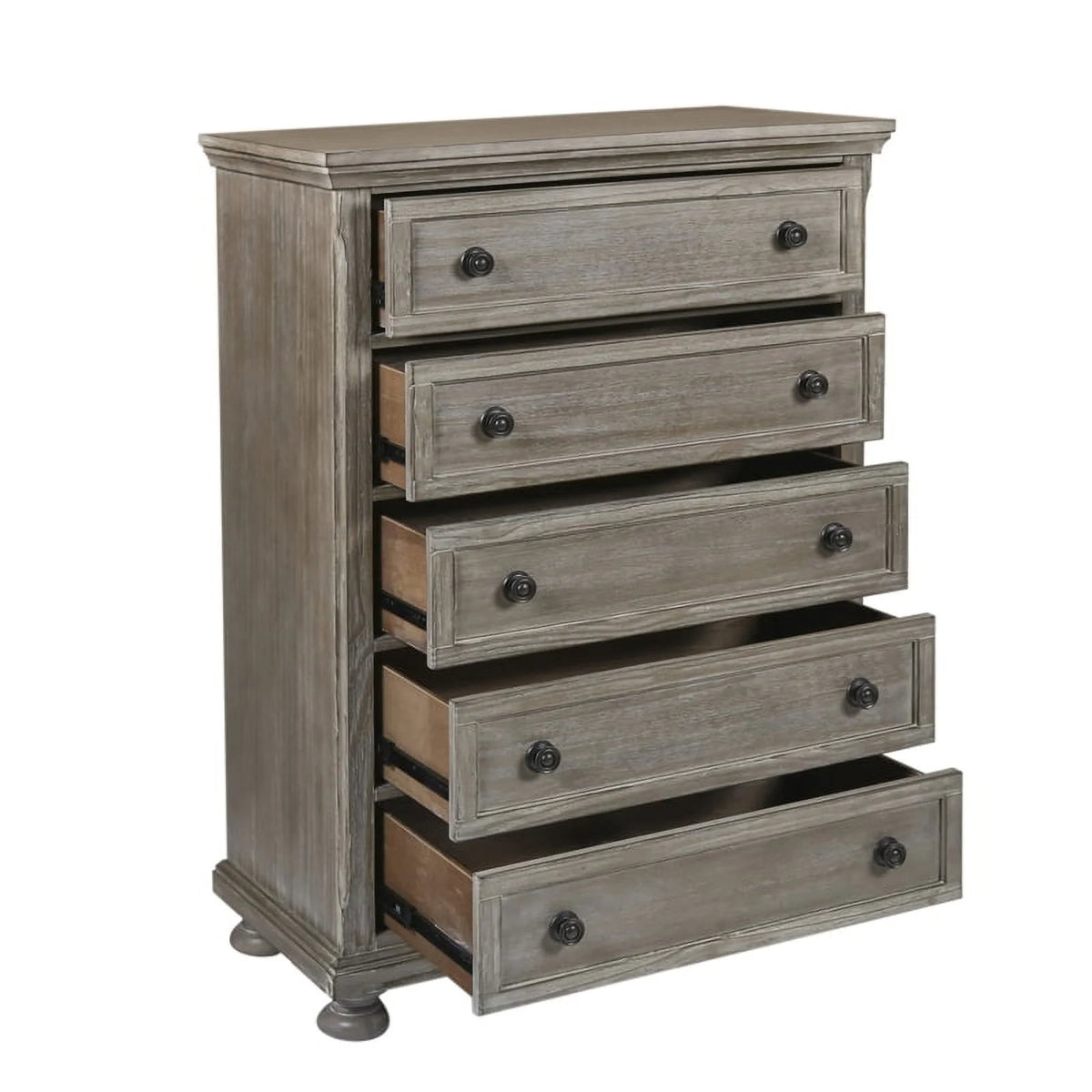 4PC Wood Twin Bedroom Set with Chest in Pewter V58347