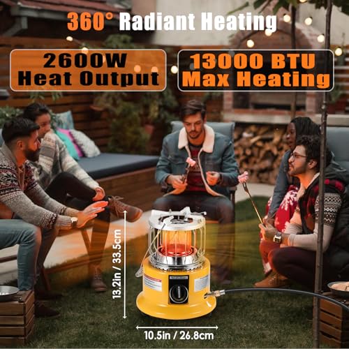 2 in 1 Propane Heater & Stove, 13000 BTU Portable Propane Heater with Handle D25473