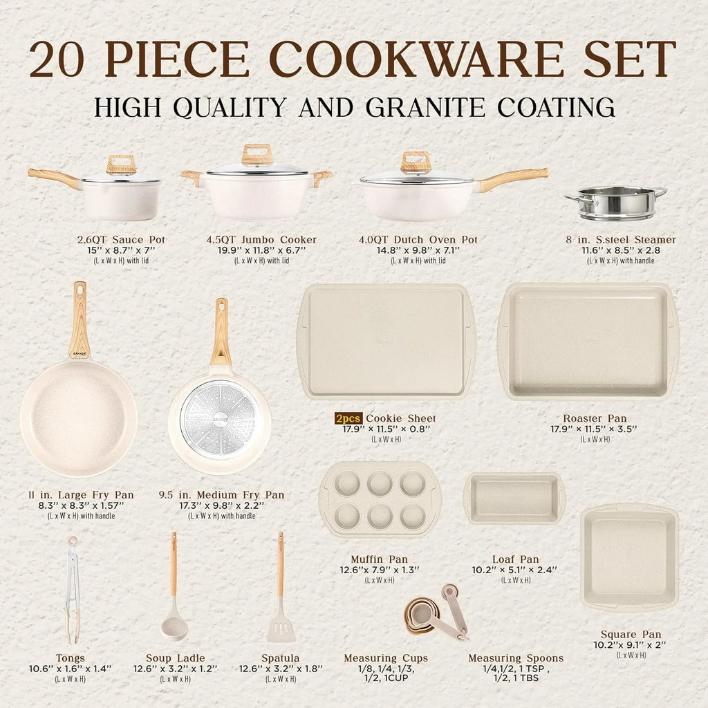 20-Piece Granite Non-Stick Kitchen Cookware Set Z865770