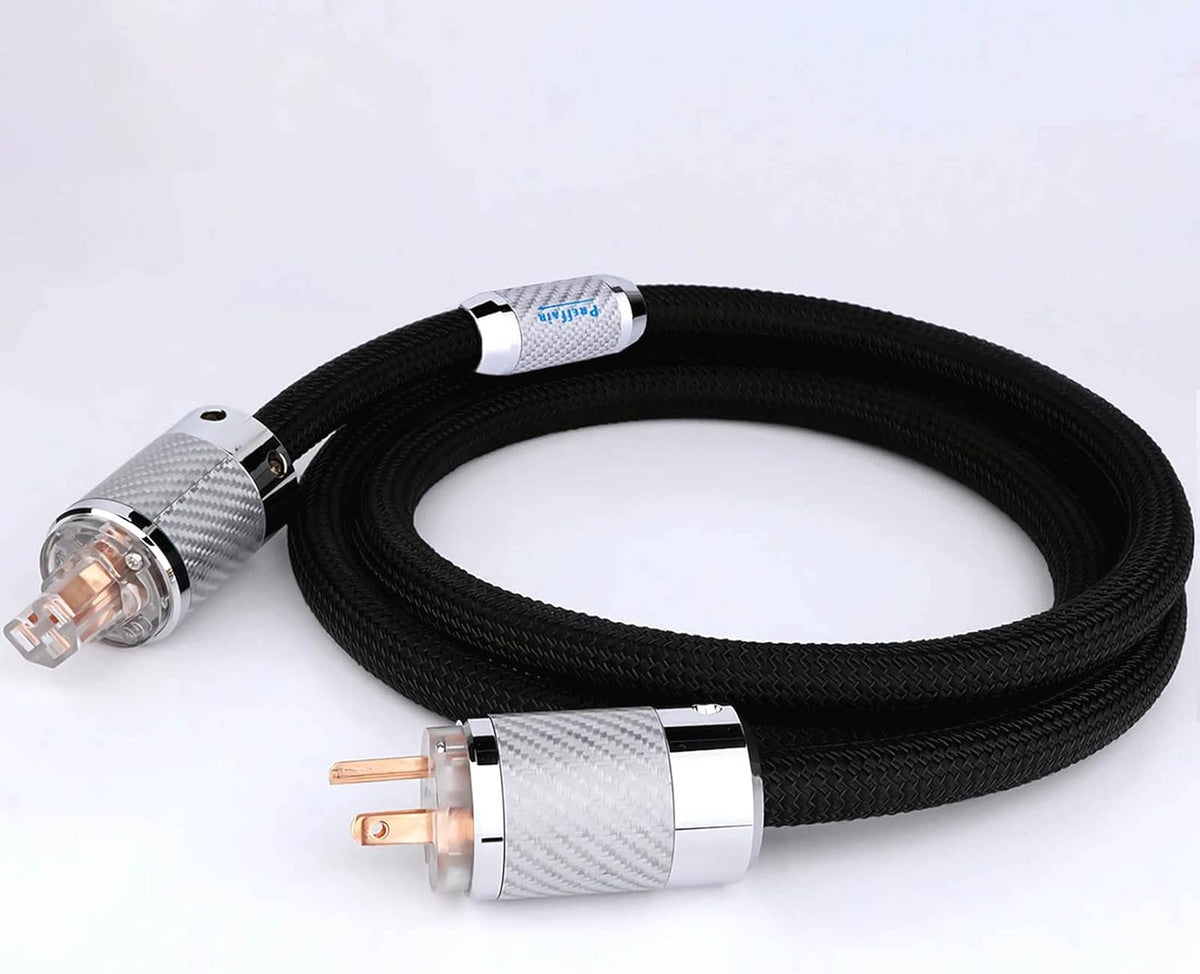12AWG Power Cord Carbon Fibre Red Pure Copper Plug IEC320-C15 O930