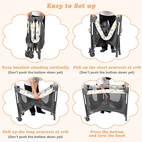 4 in 1 Pack and Play with Bassinet and Changing Table F981