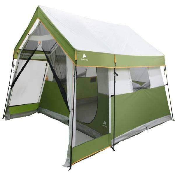 8-Person Family Cabin Camping Tent with Screen Porch and Carry Bag N750