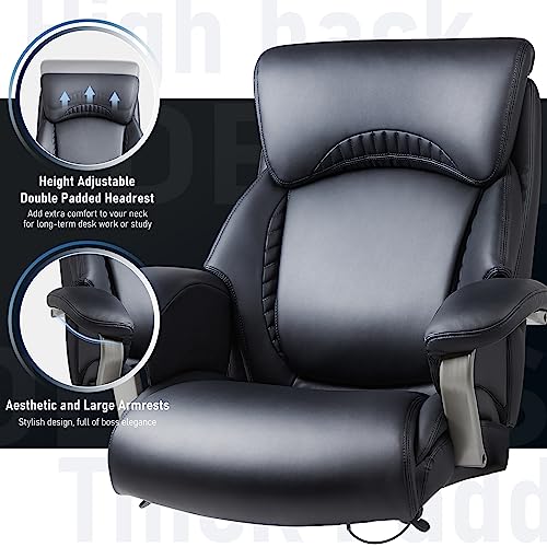 Big and Tall Heavy Duty Leather Office Chair with Wide Seat Black O584