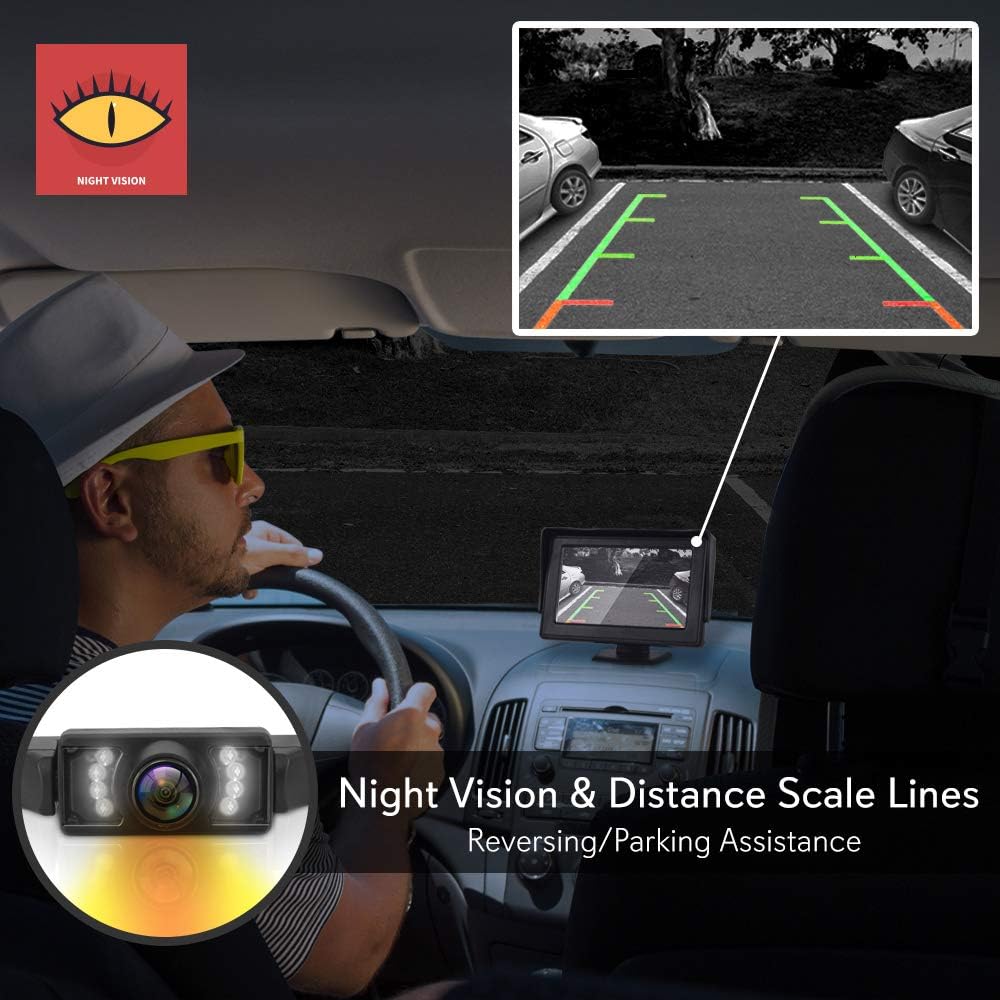 Waterproof Wireless Rear View Camera with 4.3” Color LCD Display W43221