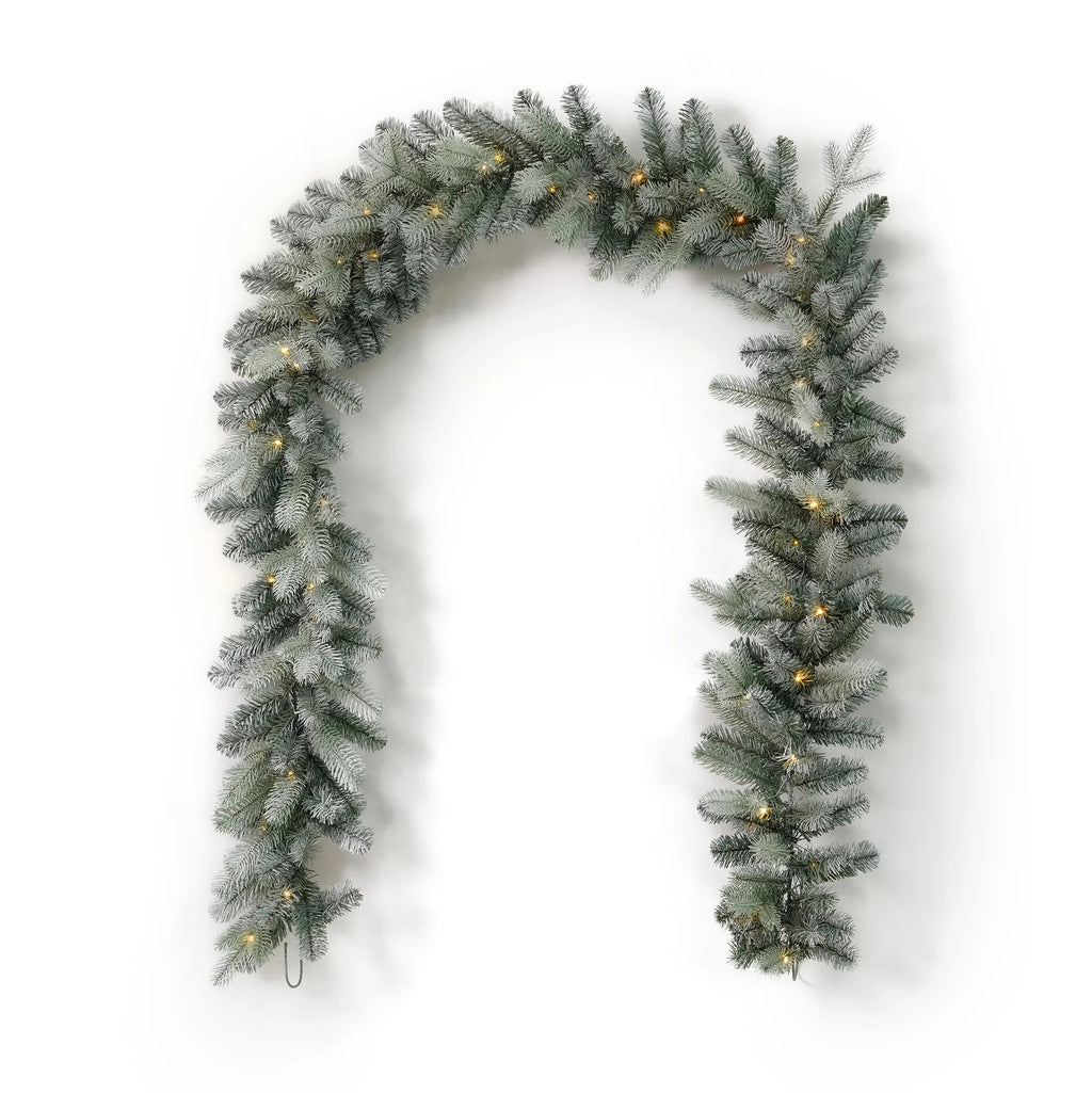 Blue Spruce 9ft Garland Pre-Lit with 50 Warm White LED Lights N28037
