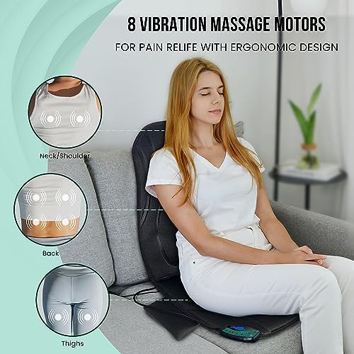Vibration Back Massager with Heat, Seat Massager with 8 Vibrating Motors & 5 Modes, Chair Massager Cushion K655953