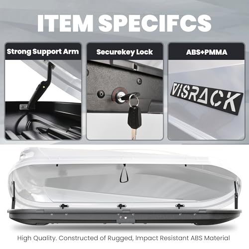 White 21 Cubic Feet Rooftop Cargo Box Carrier with Dual Side Opening D551716