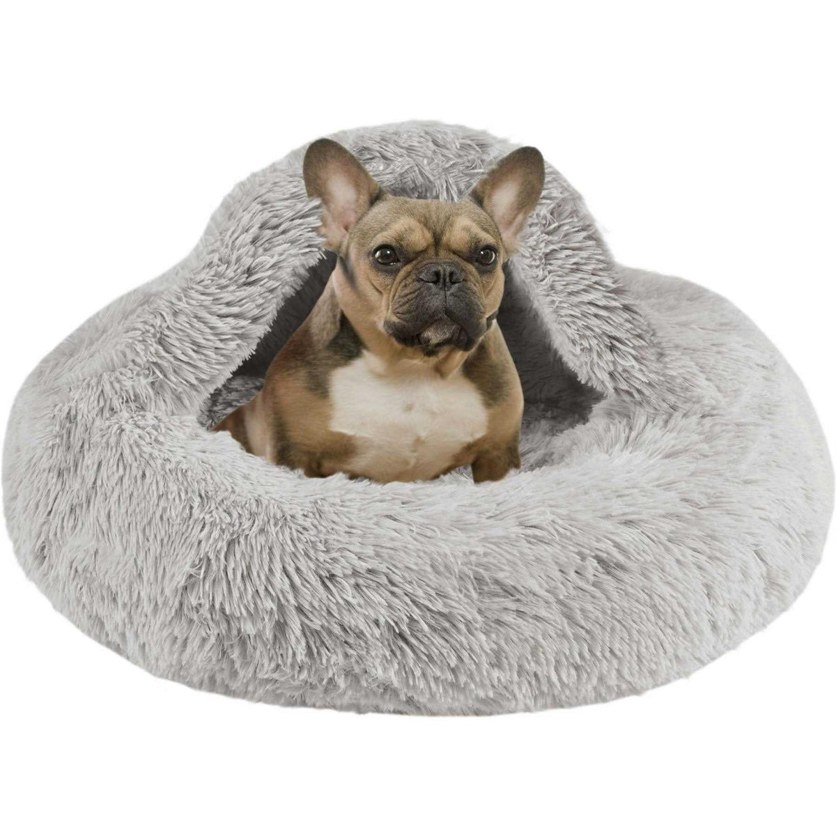 Soft Faux Fur Cat Bed Cave Hooded Blanket Dog Couch M20131