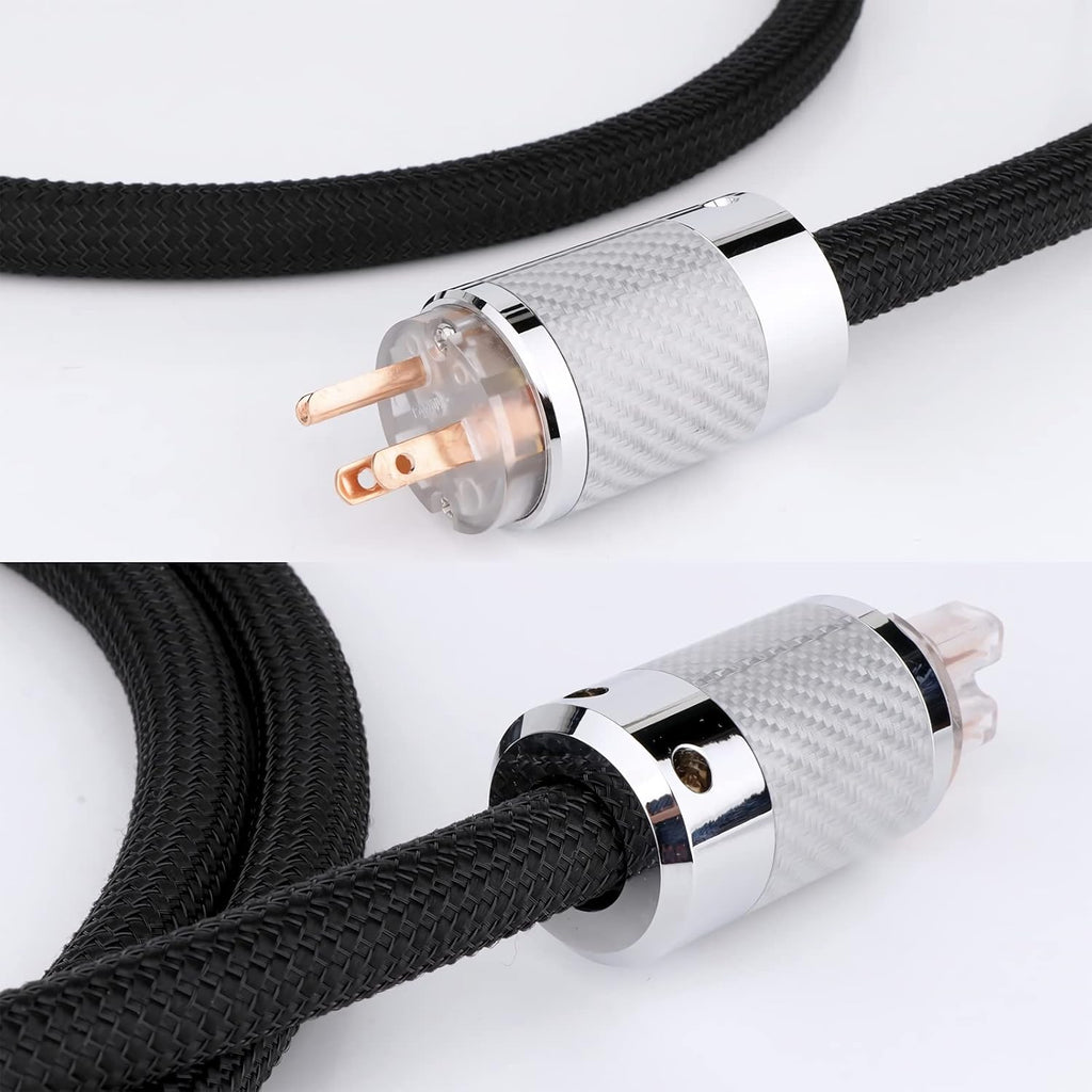 12AWG Power Cord Carbon Fibre Red Pure Copper Plug IEC320-C15 O930