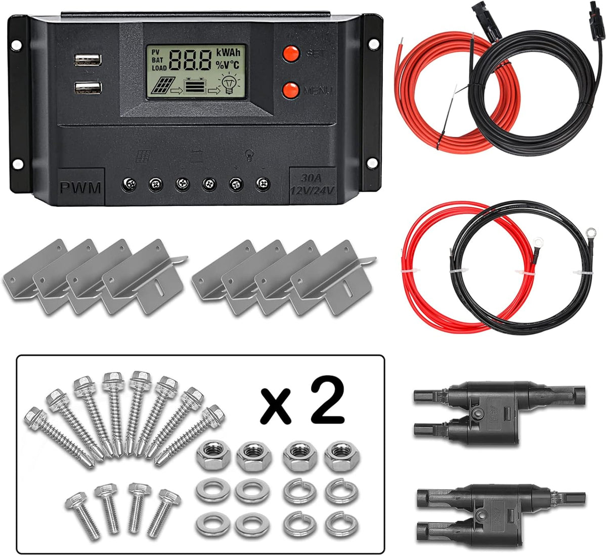 12 Volt 200 Watt Monocrystalline Solar Panel Starter Kit K86022